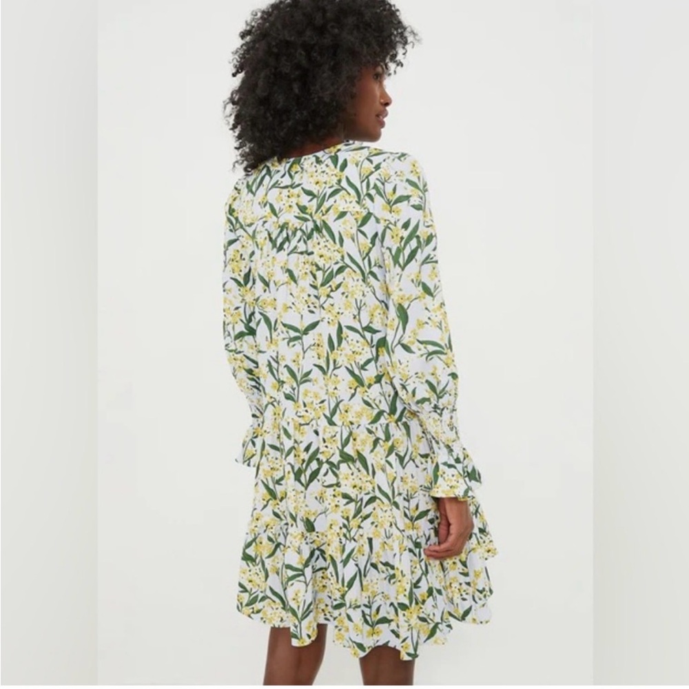 Pomander Place Tuckernuck Floral Long Sleeve Dress in Green and Yellow - Picture 4 of 8